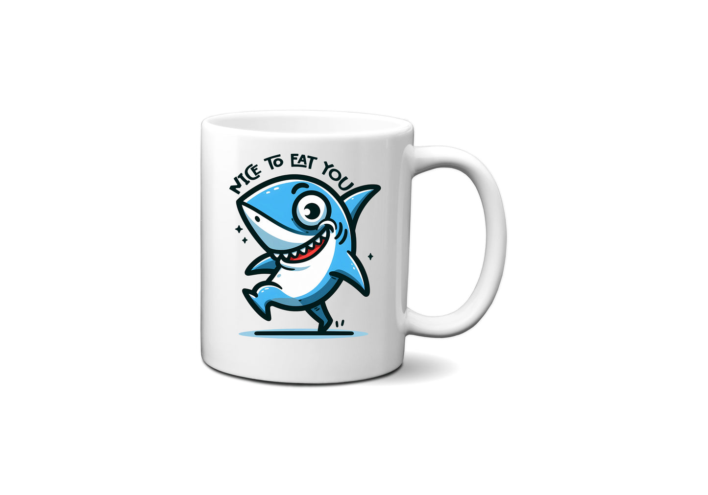 Nice to eat you funny shark coffee mug